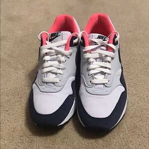 Nike White Navy Blue and  Pink Athletic Shoes